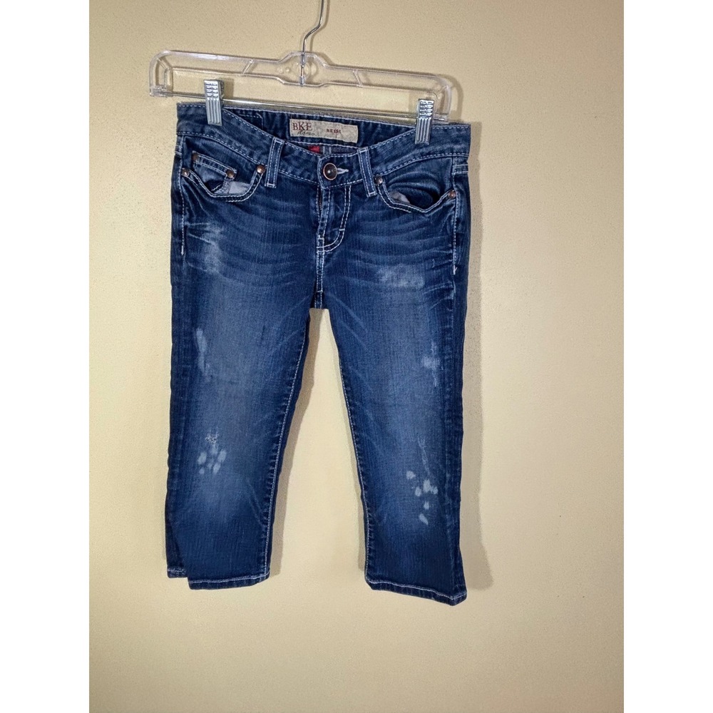 BKE‎ Denim Reese Capri Jeans Womens 25 Medium Wash Distressed Stretch Cropped
